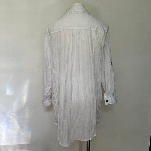 Mynah Lightweight white oversized button down beach cover - Picture 6 of 7